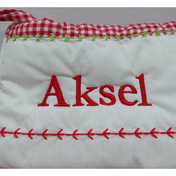 Pottery Barn Kids Aksel Christmas Stocking Gingham Holiday Quilted Red - Picture 2 of 12